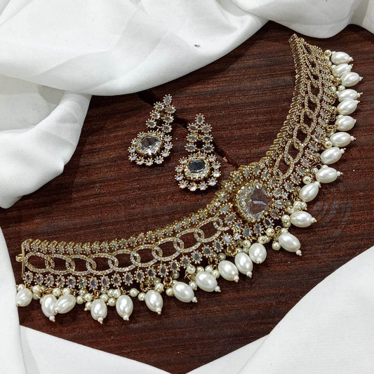 Victorian Polish with AD Stones Choker - Nakshatra Jewels