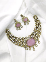 Victorian Polish with Mossianite Stones Bridal Neck Set - Nakshatra Jewels