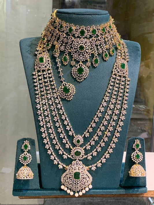 American Diamond Stones Bridal combo set - Nakshatra Jewels