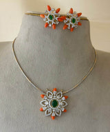 AD Stones Pendent with Invisible Necklace - Nakshatra Jewels