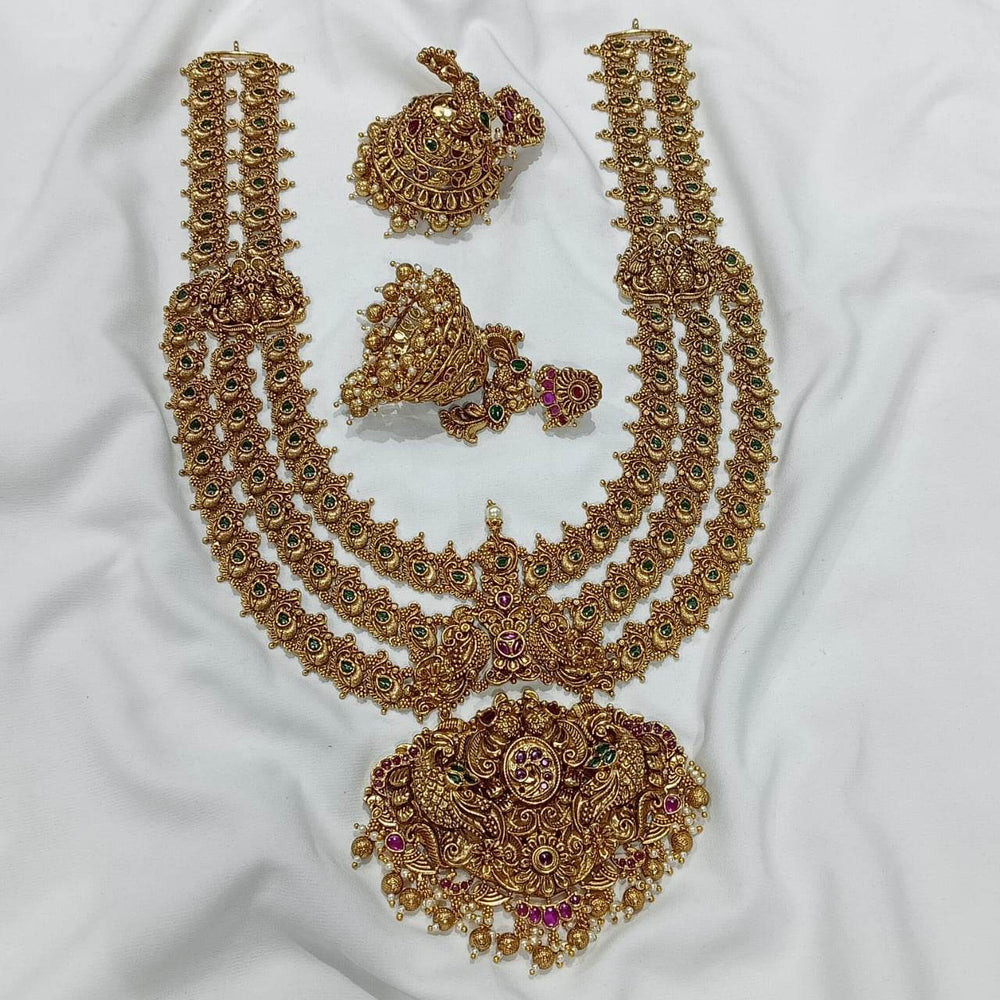 Nagasi Work with Kempu Stones Haram - Nakshatra Jewels