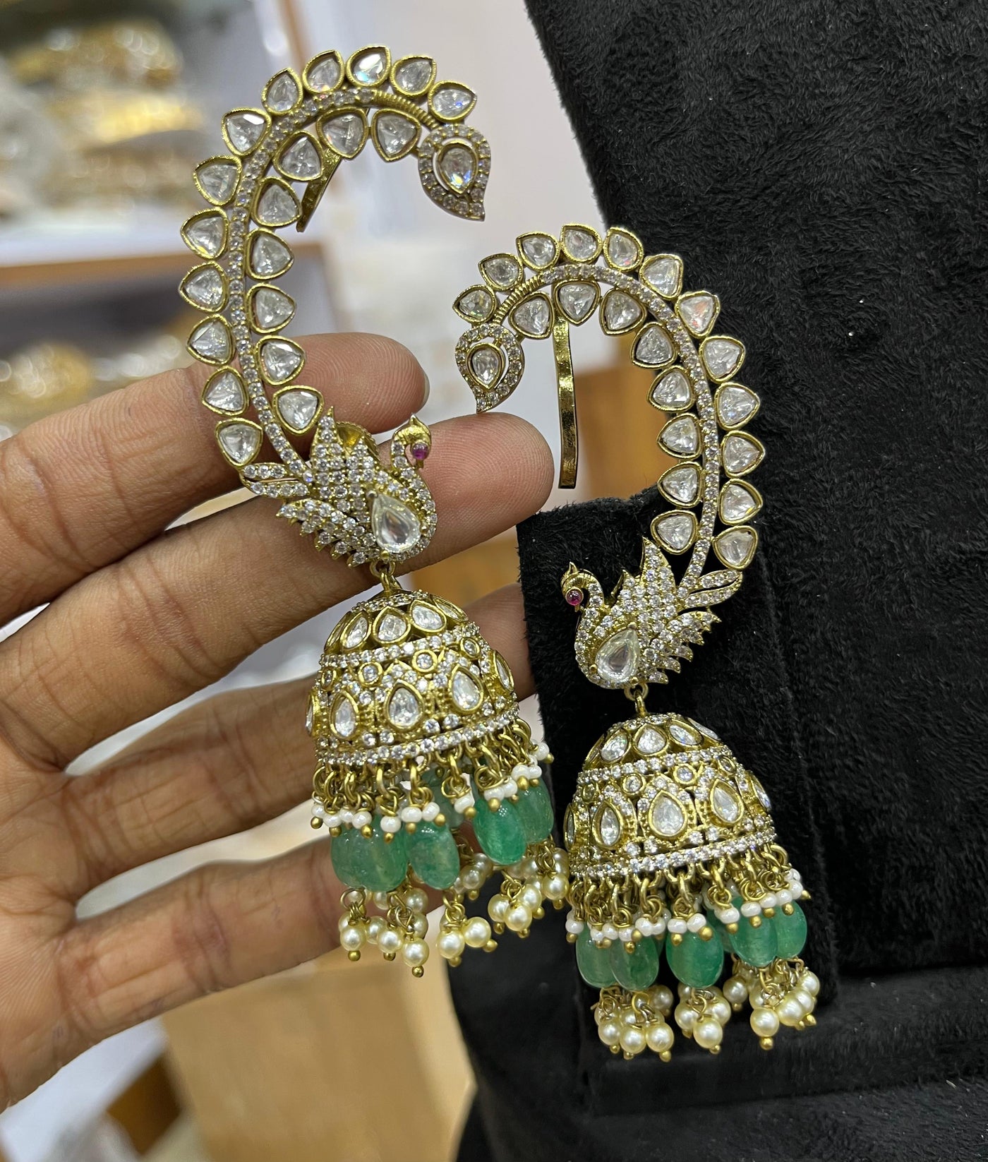 Victorian Polish AD Stone Bridal Earcuffs