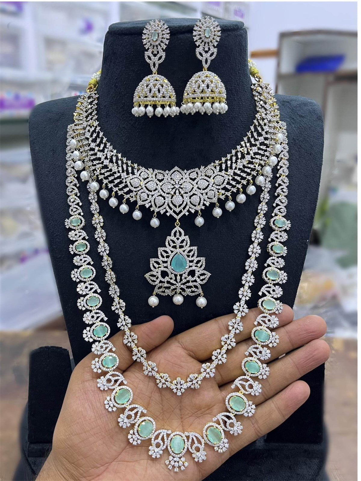 American Diamond Stones Bridal Combo Set