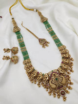 Nagasi Work with Kempu Stones and Beads Haram - Nakshatra Jewels