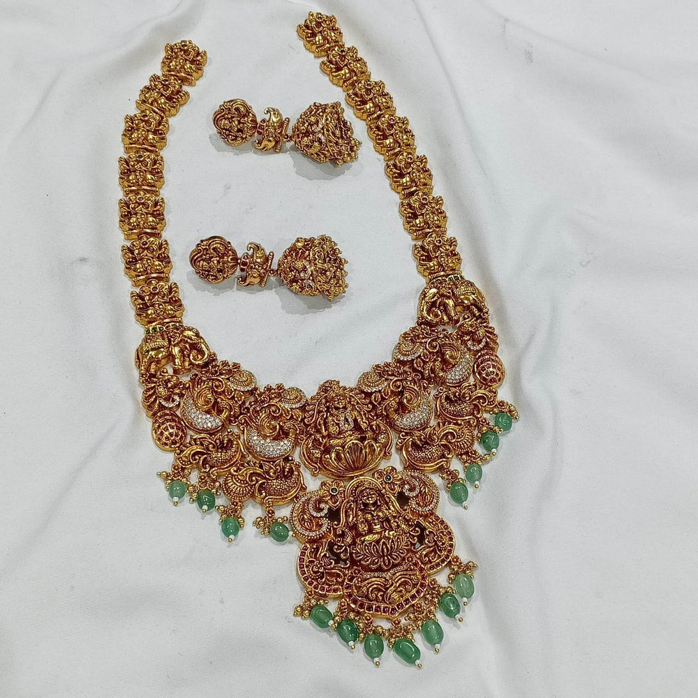 Nakshi Work with AD Stones Bridal Haram - Nakshatra Jewels