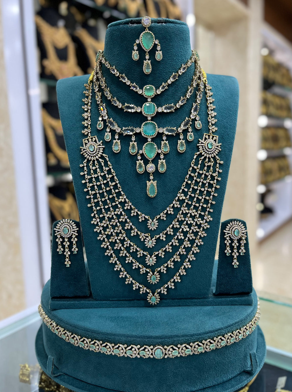 Victorian Polish with AD Stones Bridal combo Set