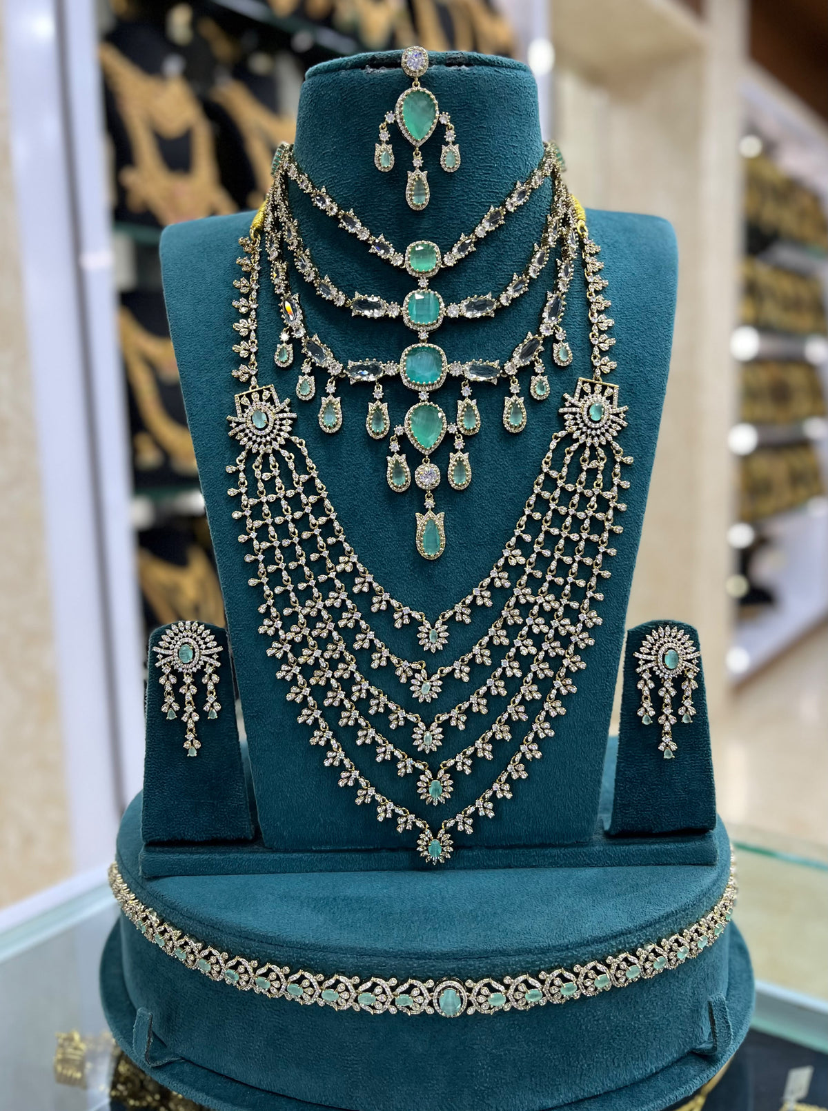 Victorian Polish with AD Stones Bridal combo Set