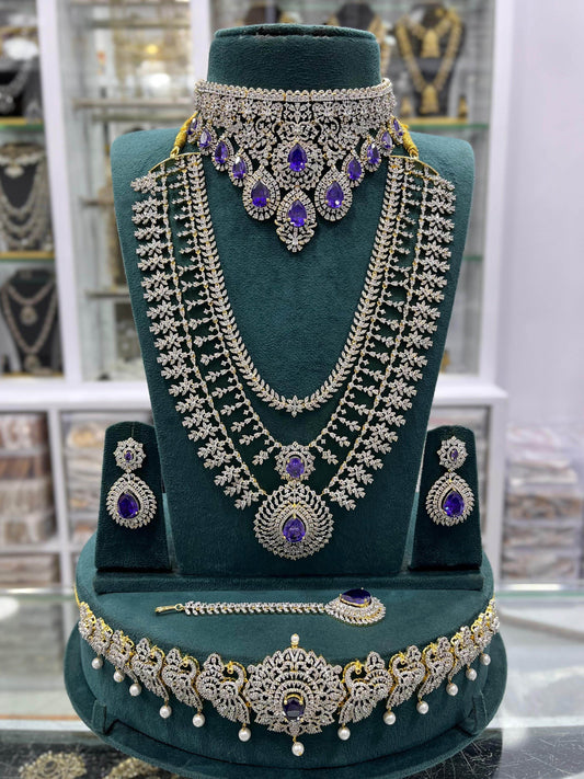American Diamond Stones Bridal Combo Set - Nakshatra Jewels