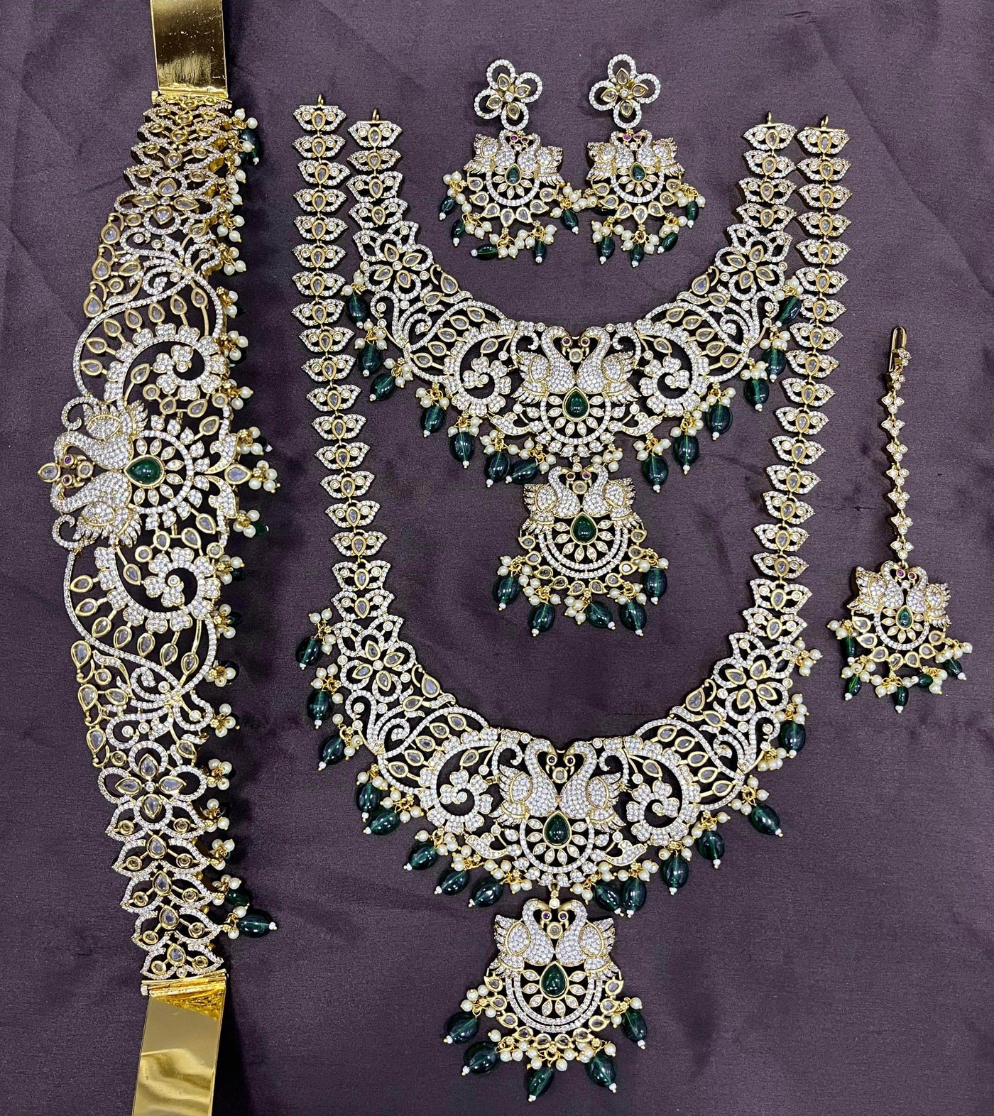 Victorian Polish AD Stones Bridal Set