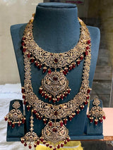 Victorian Polish with AD Stones Bridal Combo Set - Nakshatra Jewels