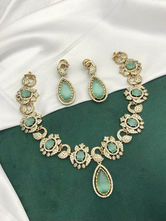 Victorian Polish AD Stones Necklace - Nakshatra Jewels