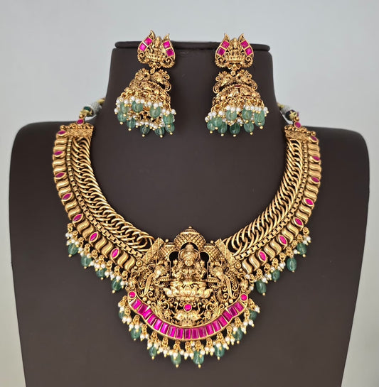 Nakshi Work with Kundan Stones Bridal Necklace