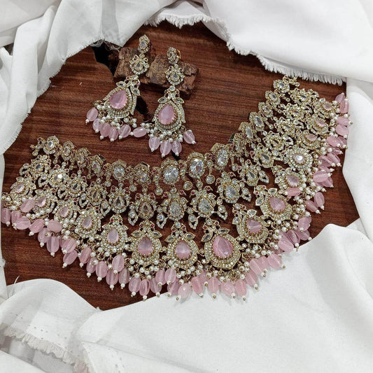 Victorian Polish with AD Stones Bridal Choker - Nakshatra Jewels