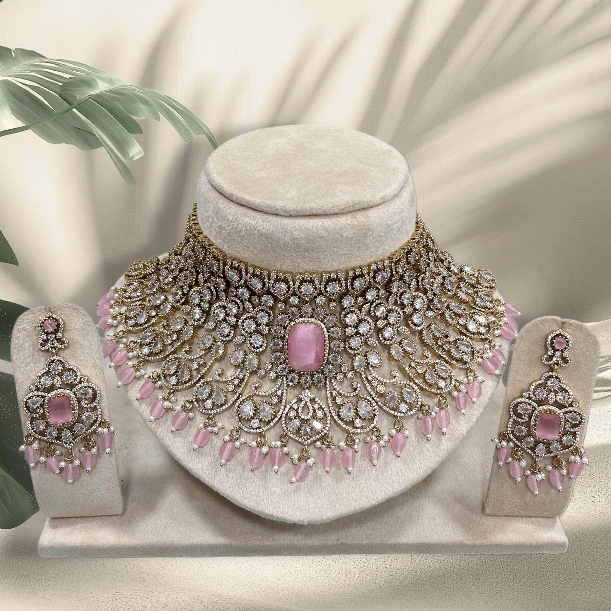 Victorian Polish with AD Stones Bridal Choker - Nakshatra Jewels