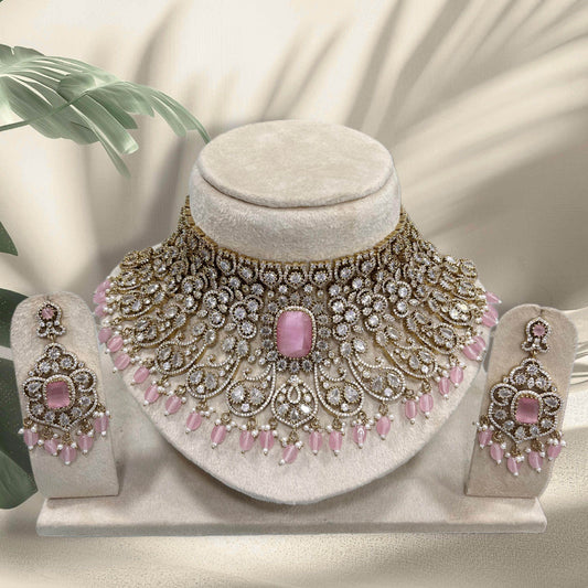 Victorian Polish with AD Stones Bridal Choker - Nakshatra Jewels