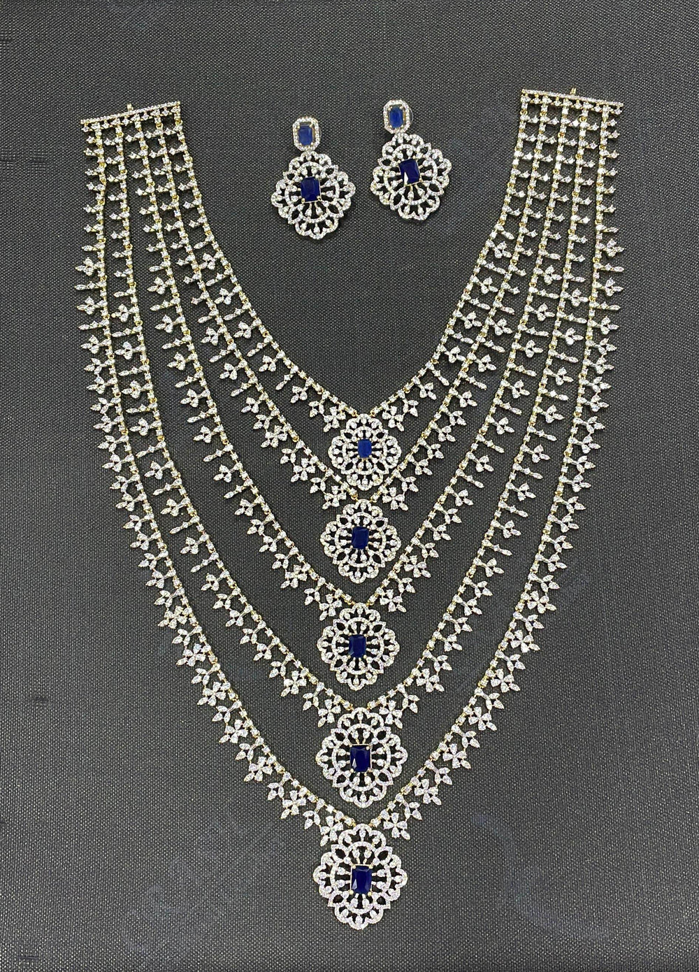 American Diamond Stones Bridal 5 Layer Haram - Nakshatra Jewels
