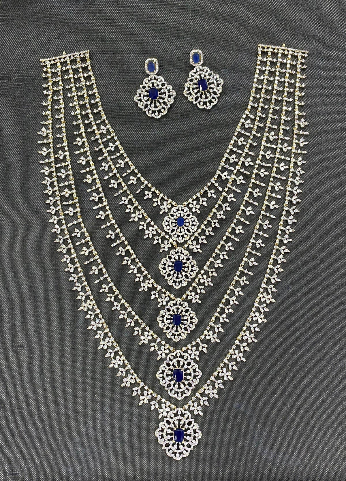 American Diamond Stones Bridal 5 Layer Haram