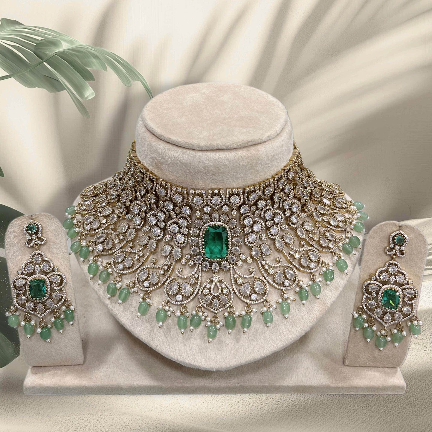 Victorian Polish with AD Stones Bridal Choker - Nakshatra Jewels
