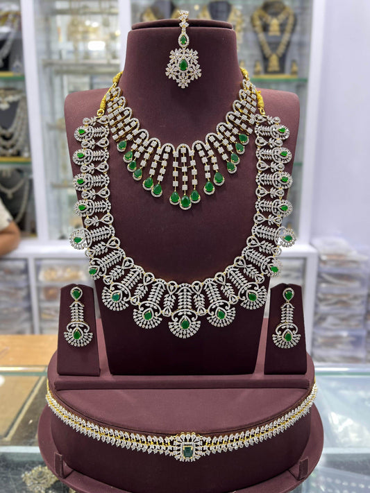 American Diamond Stones Bridal Combo Set - Nakshatra Jewels