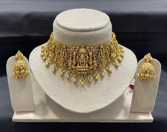 Nakshi work with AD Stones Choker