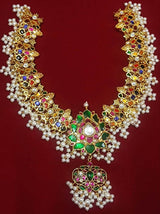 Jaadu Kundan Multi Colour Stones Bridal Haram - Nakshatra Jewels