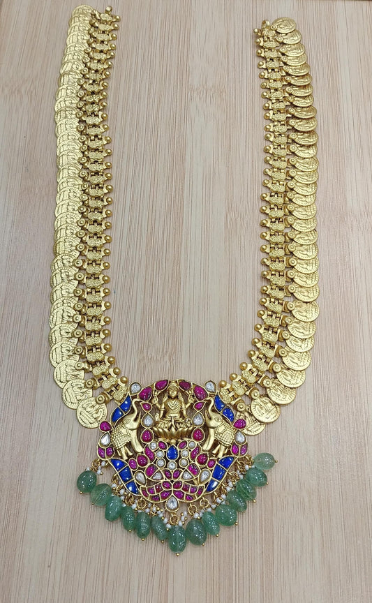 Premium Kaasu Mala With Jaadu Kundan Stones Pendent