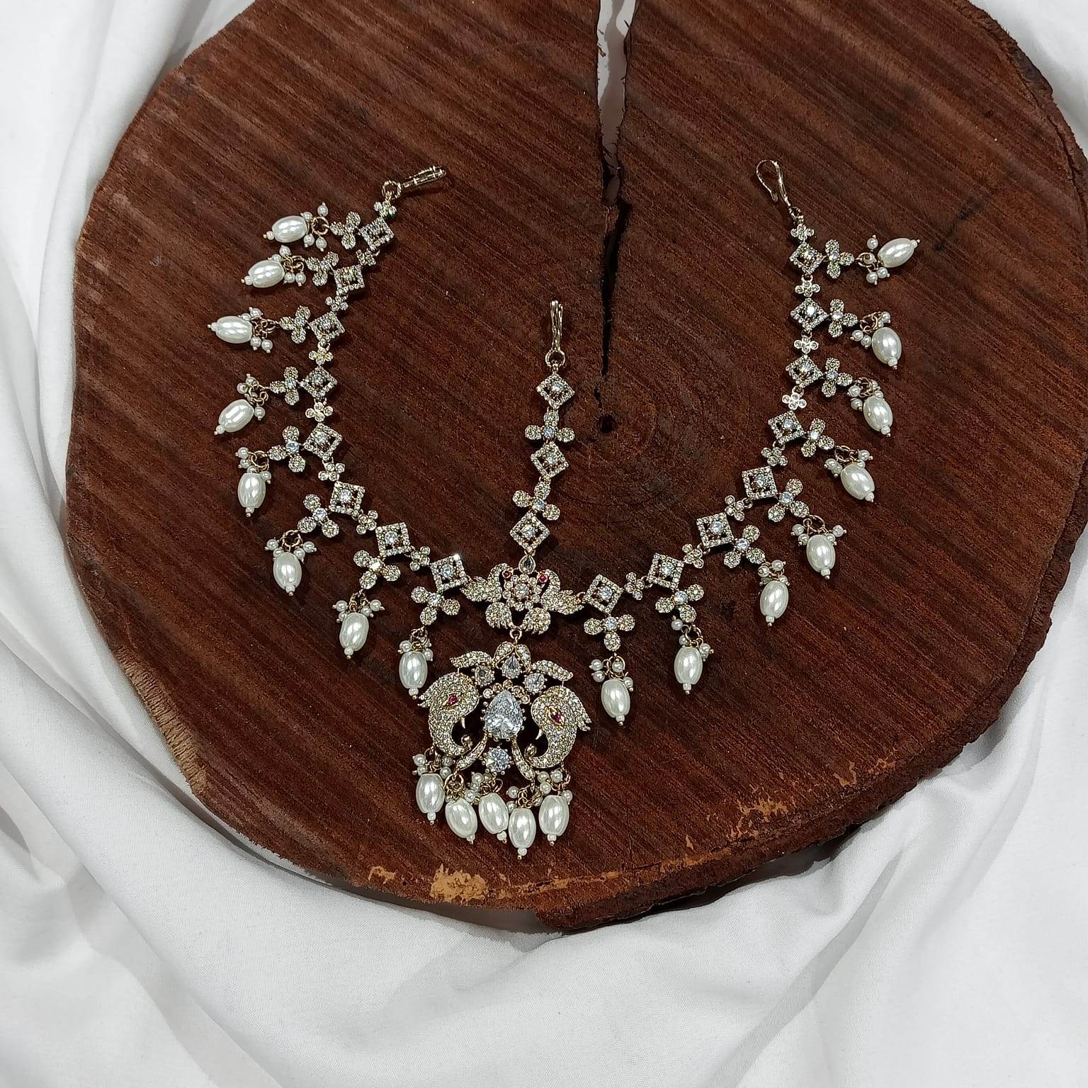 Victorian Polish AD Stones Headset - Nakshatra Jewels