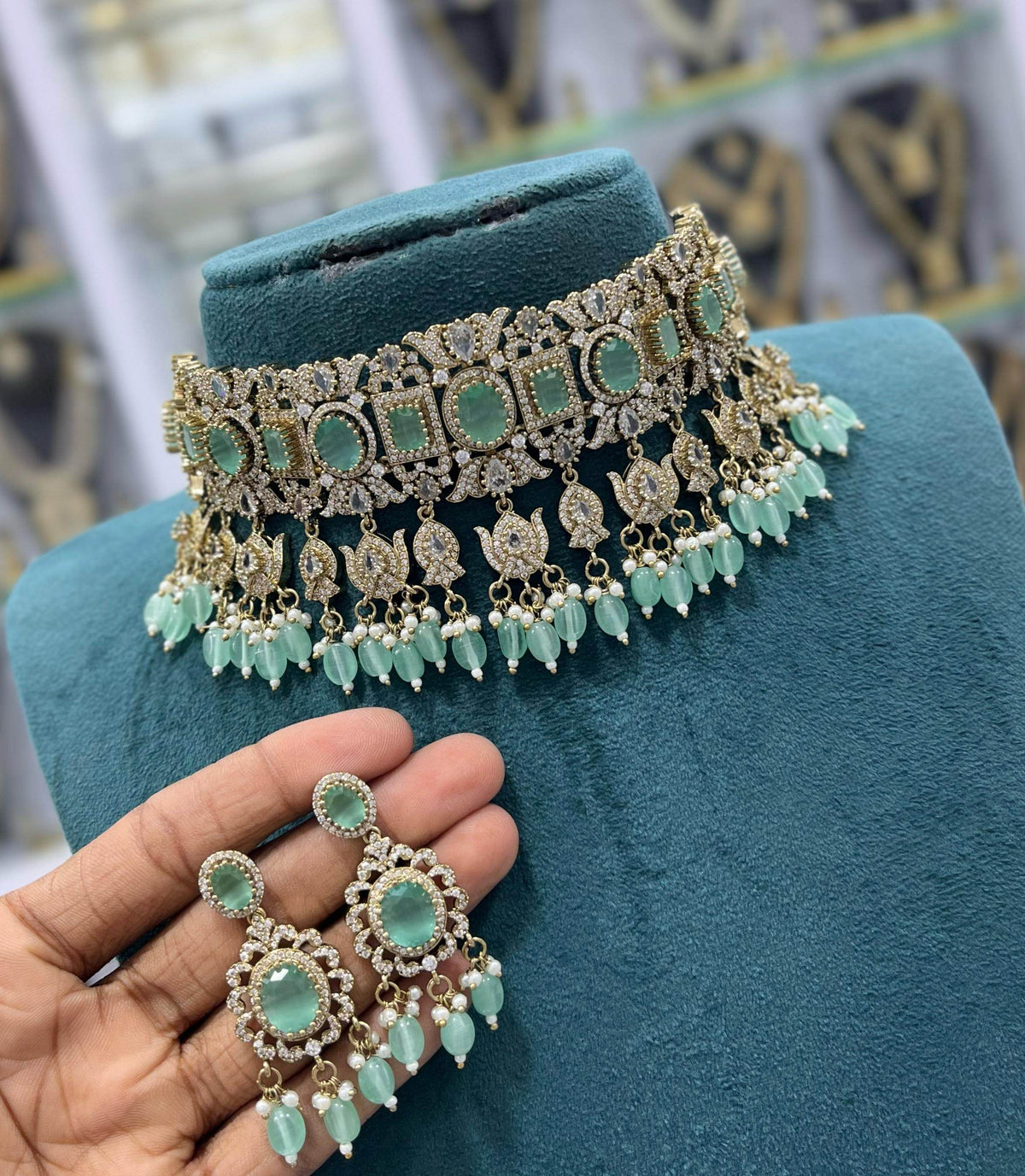 Victorian Polish with AD Stones Choker