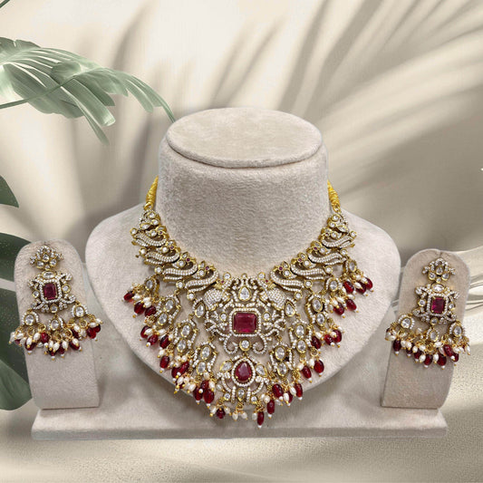 Victorian Polish with AD Stones Bridal Choker - Nakshatra Jewels