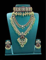 Victorian Polish with Mossianite Stones Bridal Combo - Nakshatra Jewels