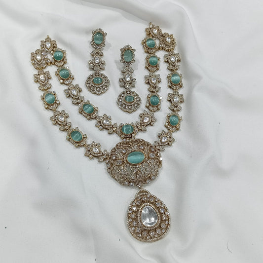 Victorian Polish with Moissanite & AD Stones Bridal Necklace