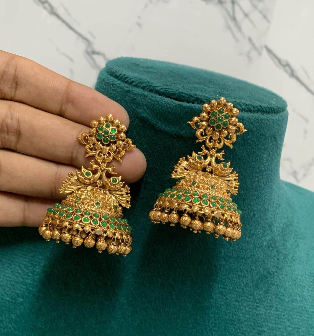 Premium Matt with Kempu Stones Earrings - Nakshatra Jewels