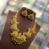 Nakshi work with AD Stones Bridal Necklace