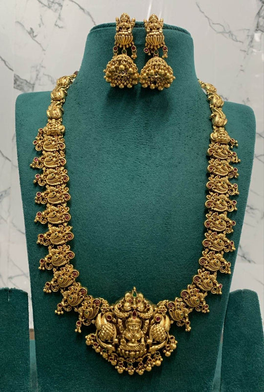 Nakshi Work with kemp Stones Bridal Haram - Nakshatra Jewels