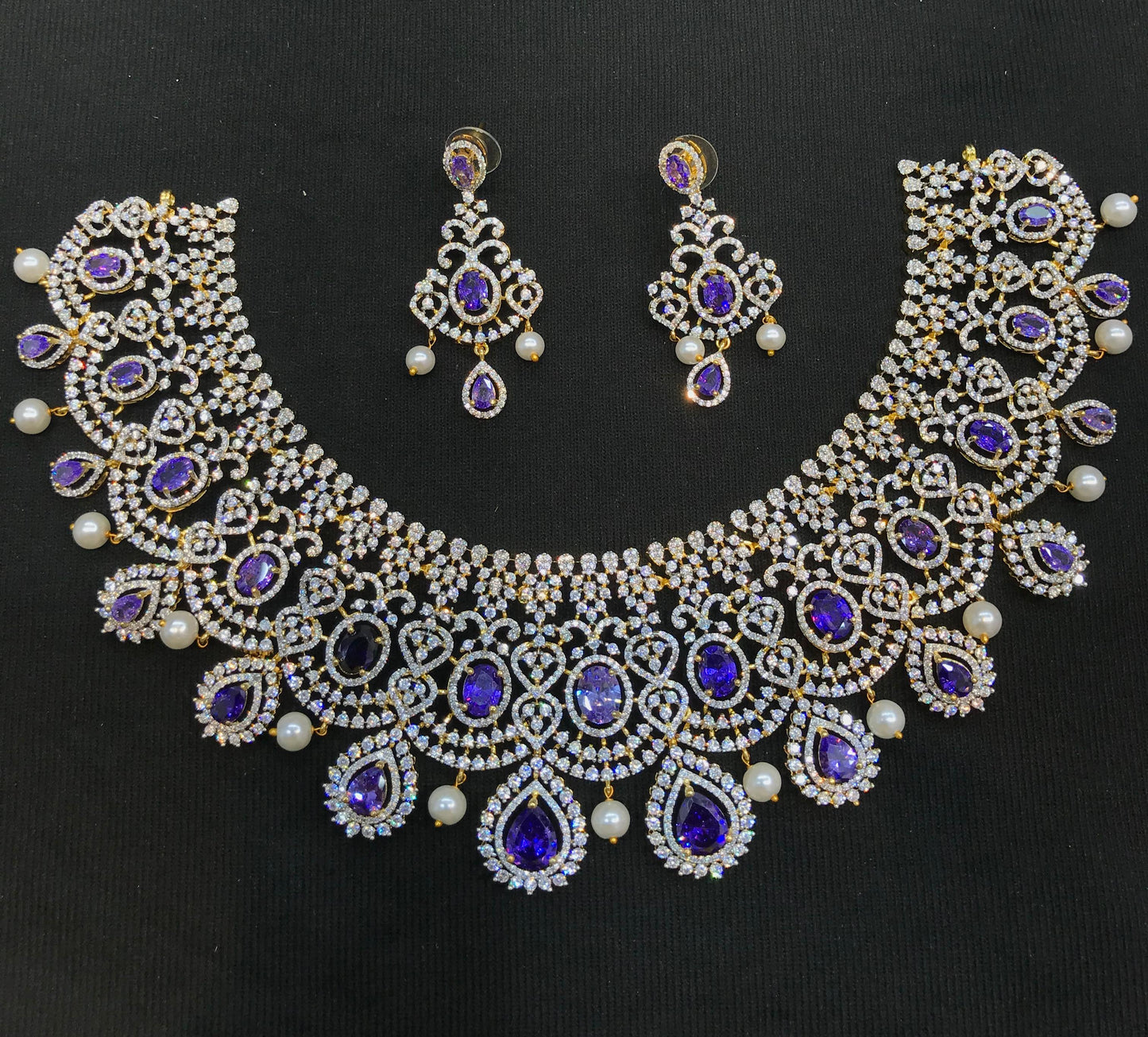 American Diamond Stones Bridal Necklace