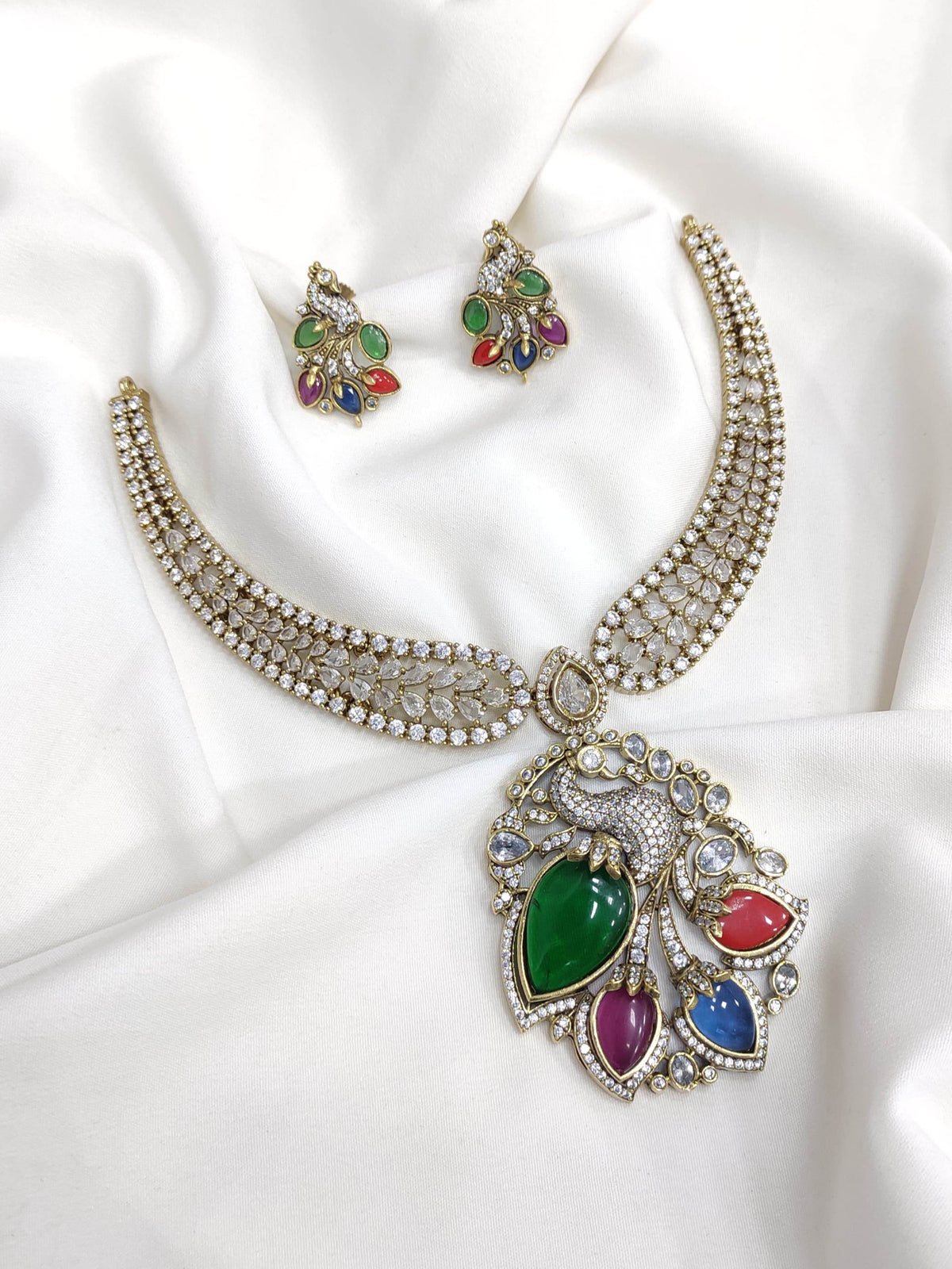 Victorian Polish with AD Stones Necklace