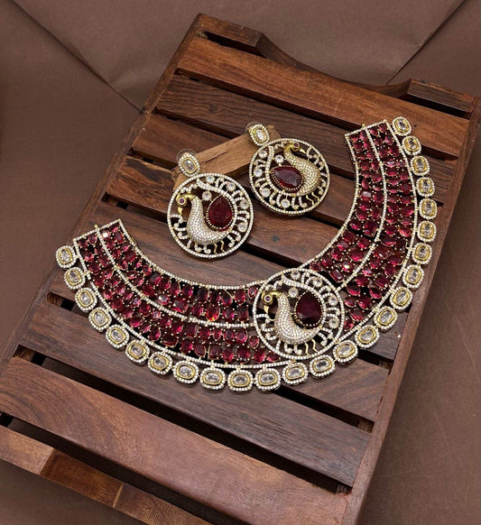 Victorian Polish with AD Stones Neck set - Nakshatra Jewels