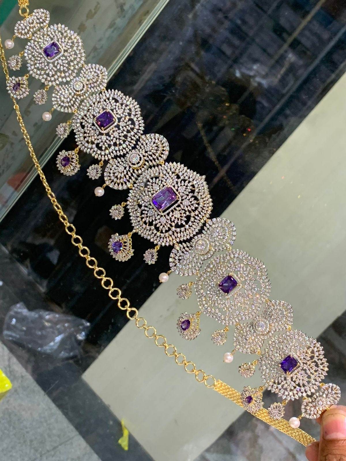 American Diamond Stones Bridal Hip Chain - Nakshatra Jewels