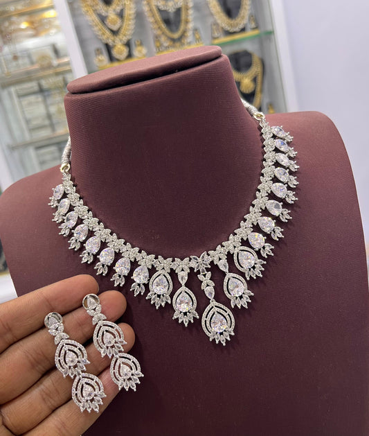 AD Stones Necklace (Silver Polish)