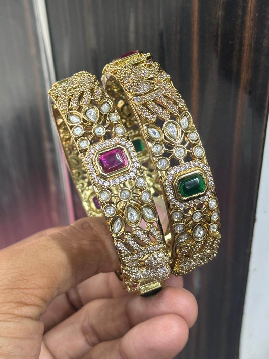 Victorian Polish AD Stone Bangles - Nakshatra Jewels