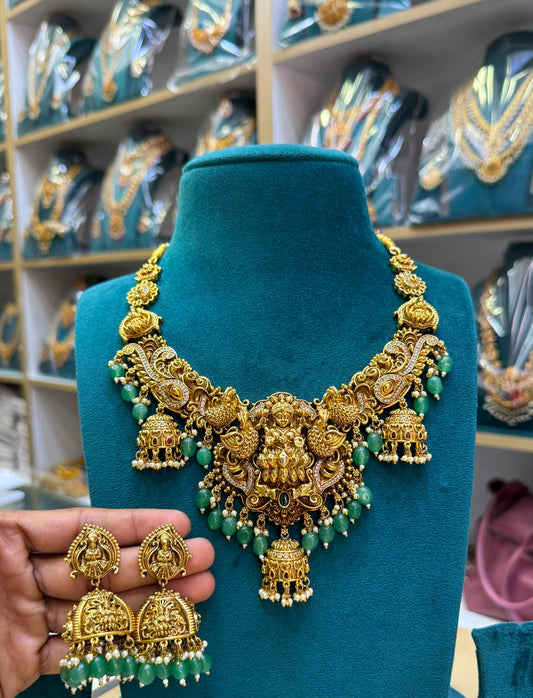 Nakshi Work with AD Stones Bridal Necklace