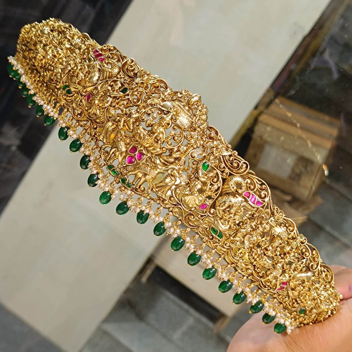 Nakshi Work with Kundan Stones Bridal Hip Belt