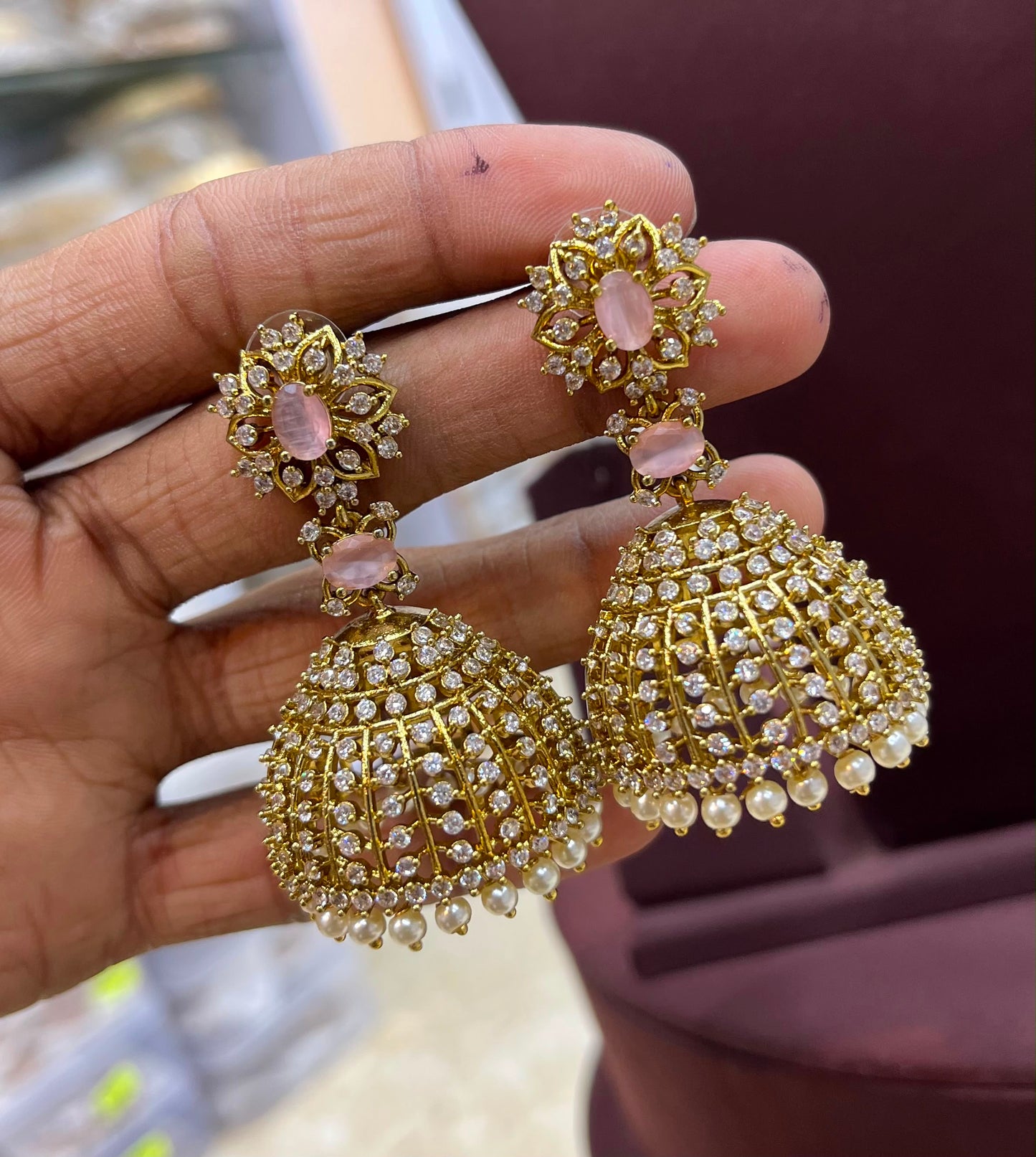 Victorian Polish AD Stone Earrings