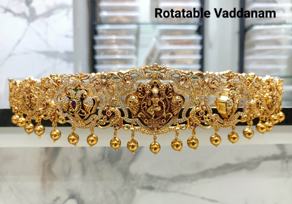 Nakshi Work with AD Stones Bridal Hip Belt (Gold Replica)