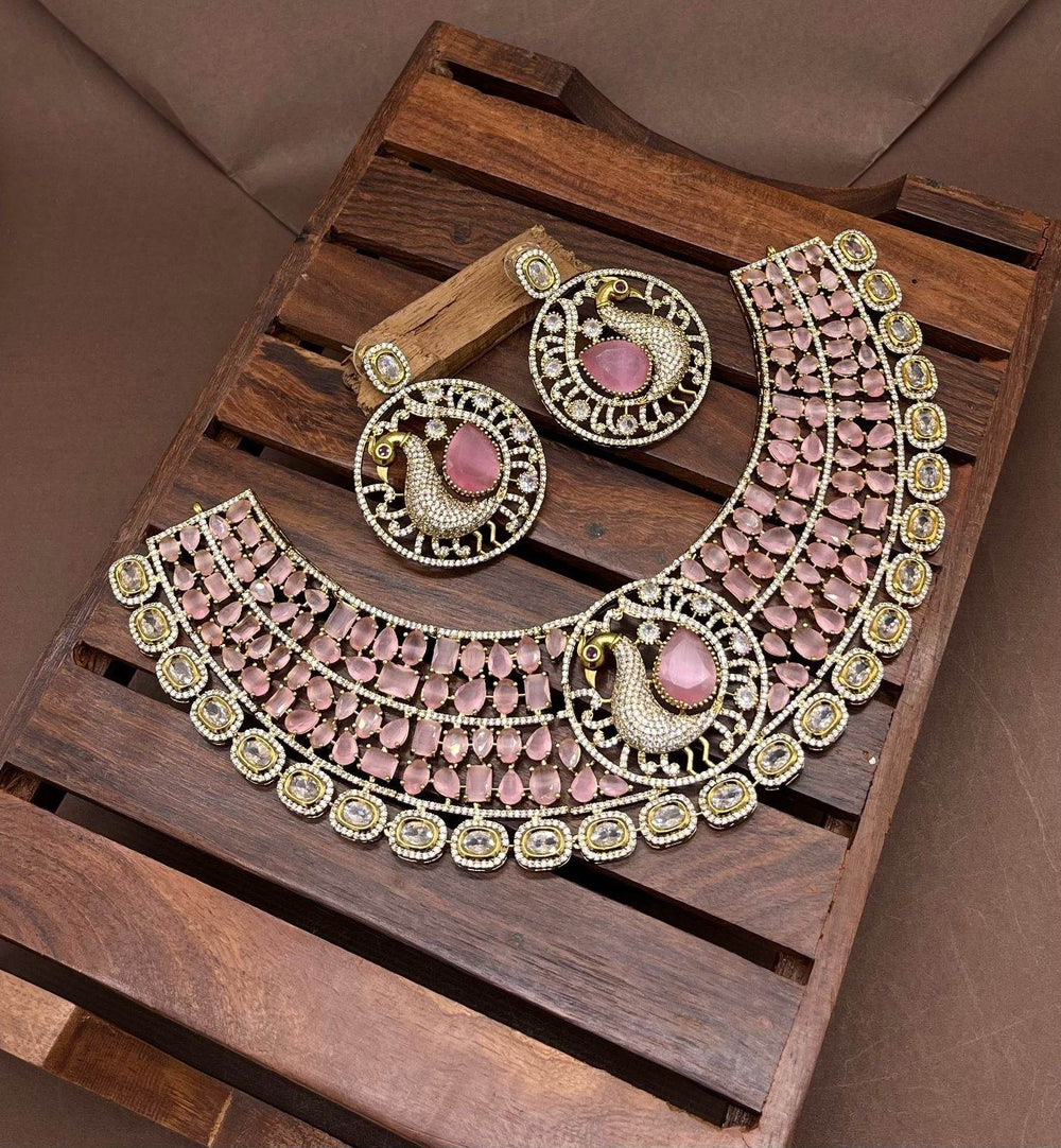 Victorian Polish with AD Stones Neck set - Nakshatra Jewels