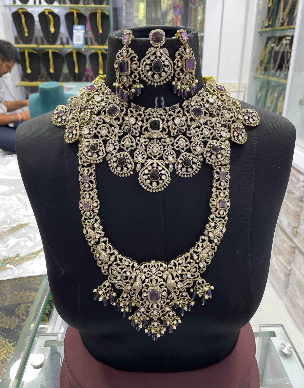 Victorian Polish with Moissanite Stones Bridal Combo set