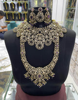 Victorian Polish with Moissanite Stones Bridal Combo set - Nakshatra Jewels