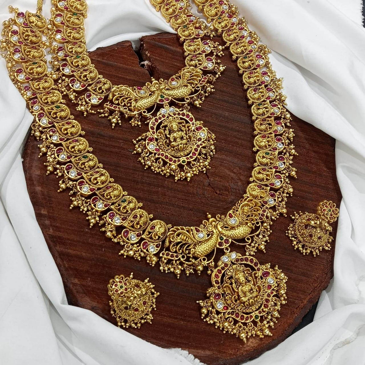 Nagasi Work with Kempu Stones Bridal Combo Set