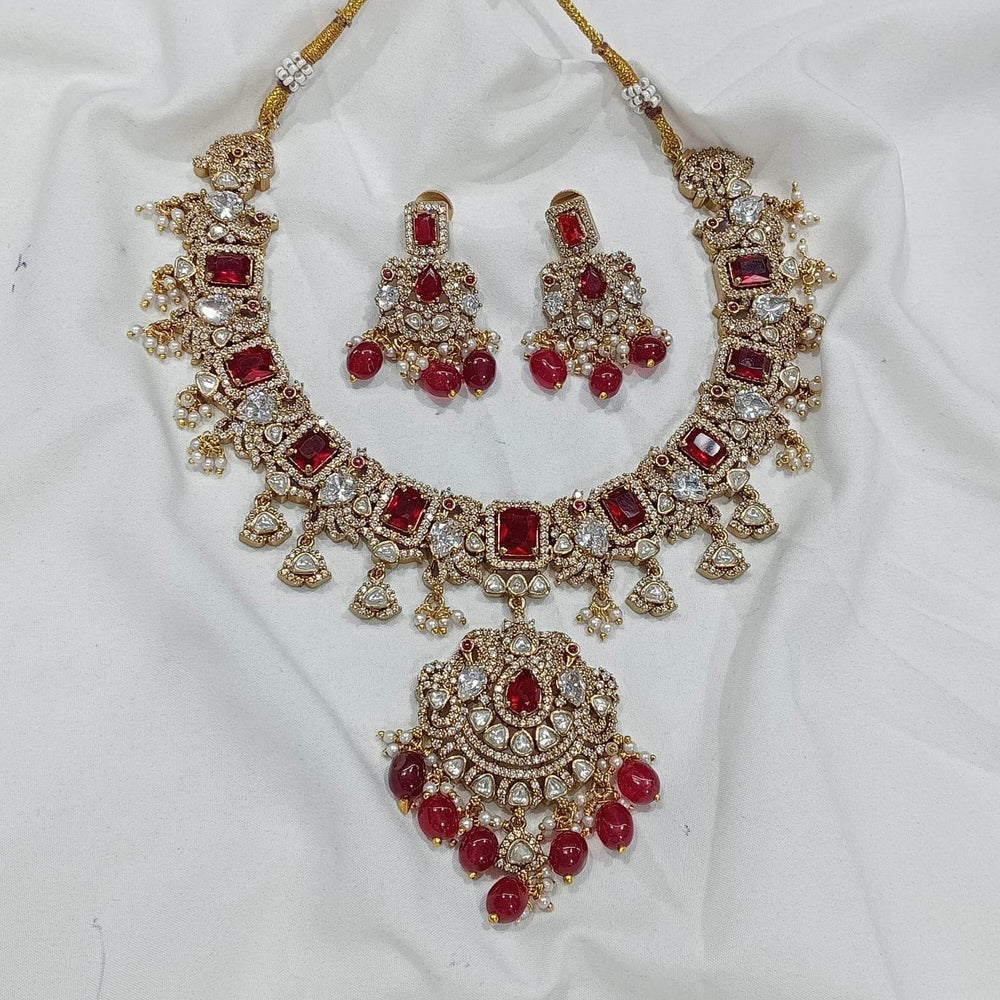 Victorian Polish with AD Stones Bridal Necklace - Nakshatra Jewels