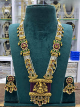 Nagasi work with Kempu Stones Pendent Beads Haram - Nakshatra Jewels